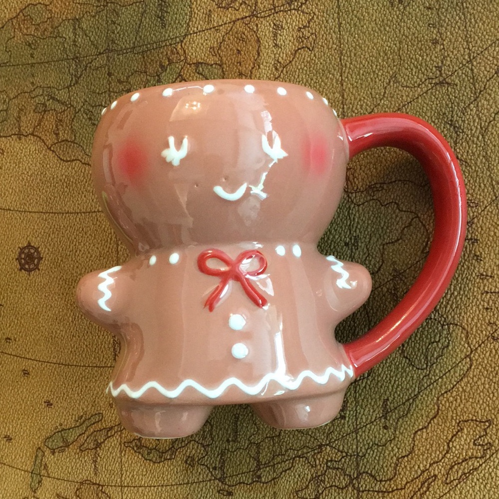 Gingerbread Man Mugs with Green and Red Handles (set of two ) NWOT - Picture 4 of 10